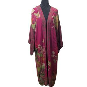 Powder Design Maxi Kimono Gown Hummingbird Floral Print Modal Viscose Boho Glam